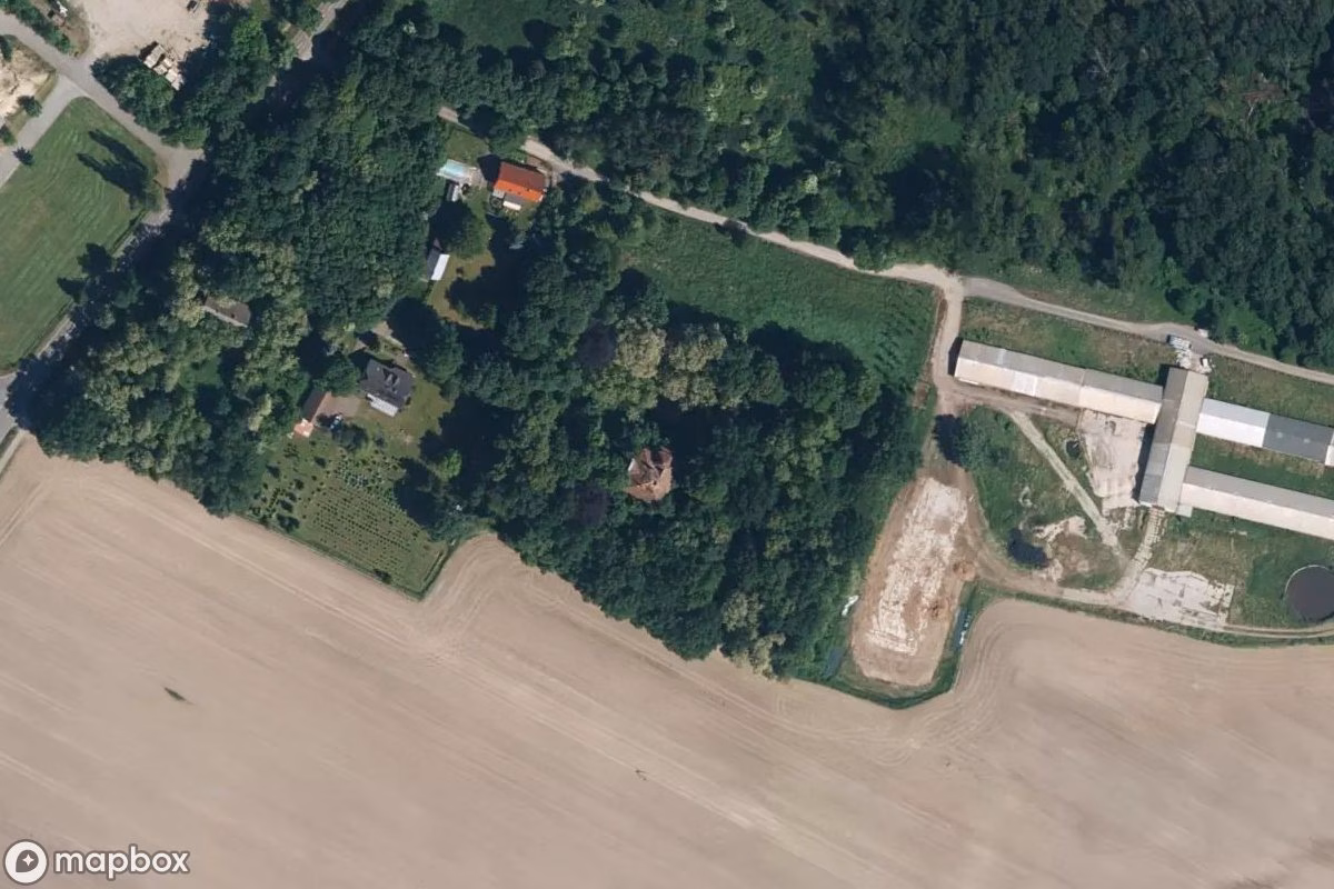 Aerial satellite view of Schloss, an abandoned Castle in Spremberg, Germany