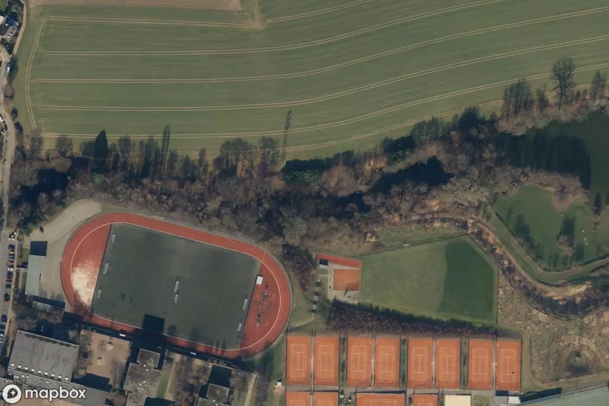 Aerial satellite view of Bunker, an abandoned Bunker in Mettmann, Germany