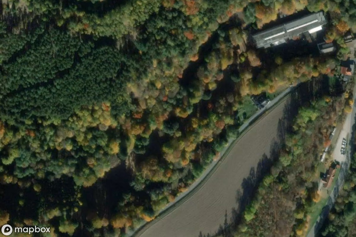 Aerial satellite view of Minigolfanlage, an abandoned Sports Facility in Rosenthal am Rennsteig, Germany