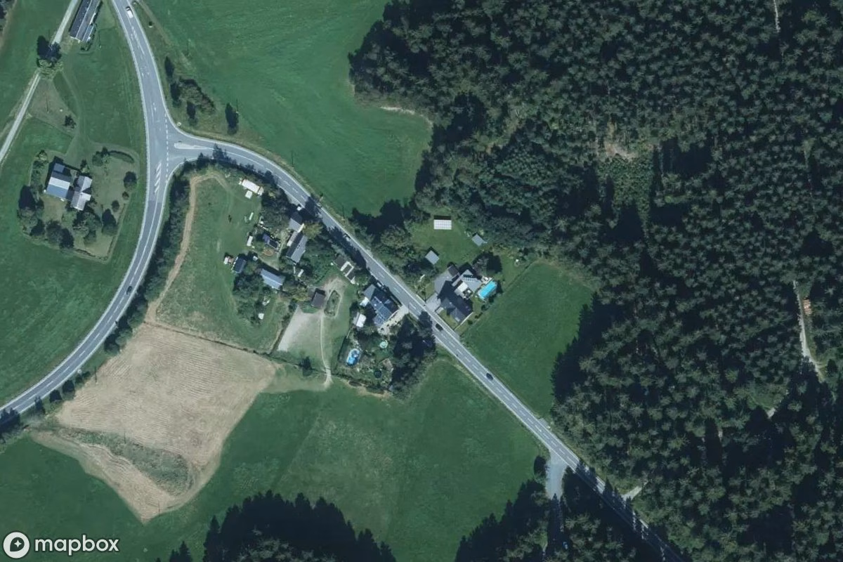 Aerial satellite view of Haus, an abandoned  in Neustadt/Vogtland, Germany