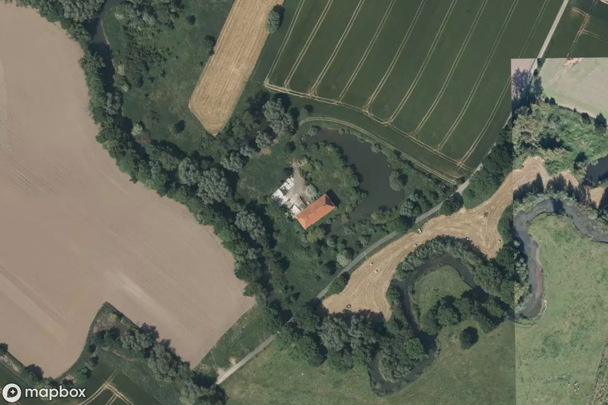 Satellitbillede set fra luften af Haus Hohenovern, et forladt  i Hamm, Tyskland