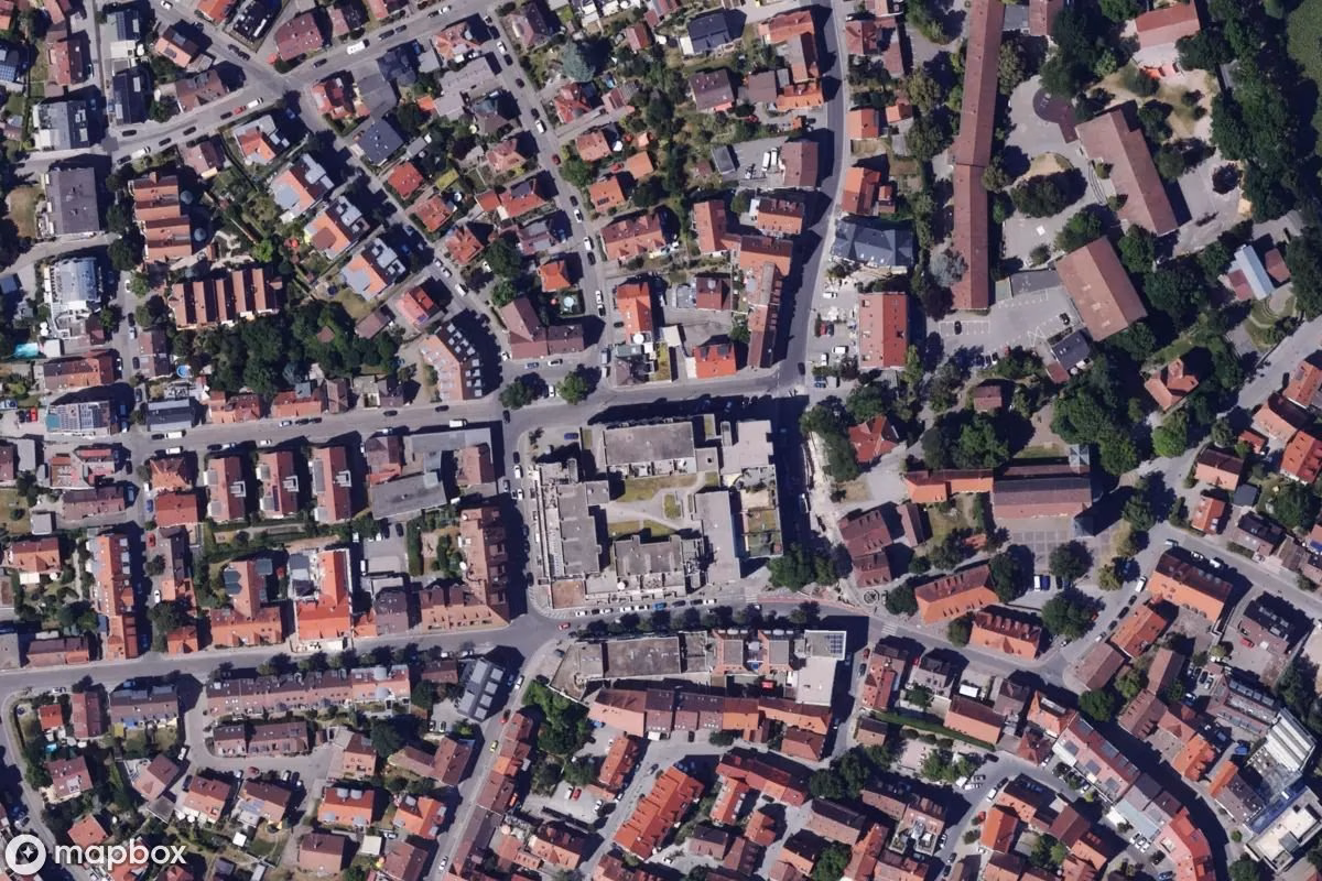 Aerial satellite view of Kaufhaus, an abandoned in Sindelfingen (Stadt), Germany