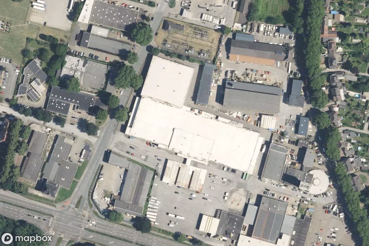 Satellittbilde fra luften av Supermarkt, et forlatt  i Duisburg, Tyskland