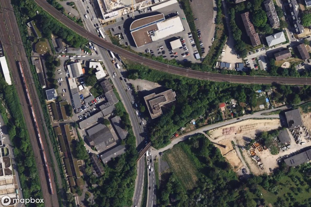 Satellitbild från luften av Flüchtlingsheim Wiesbaden, en övergiven  i Wiesbaden, Tyskland