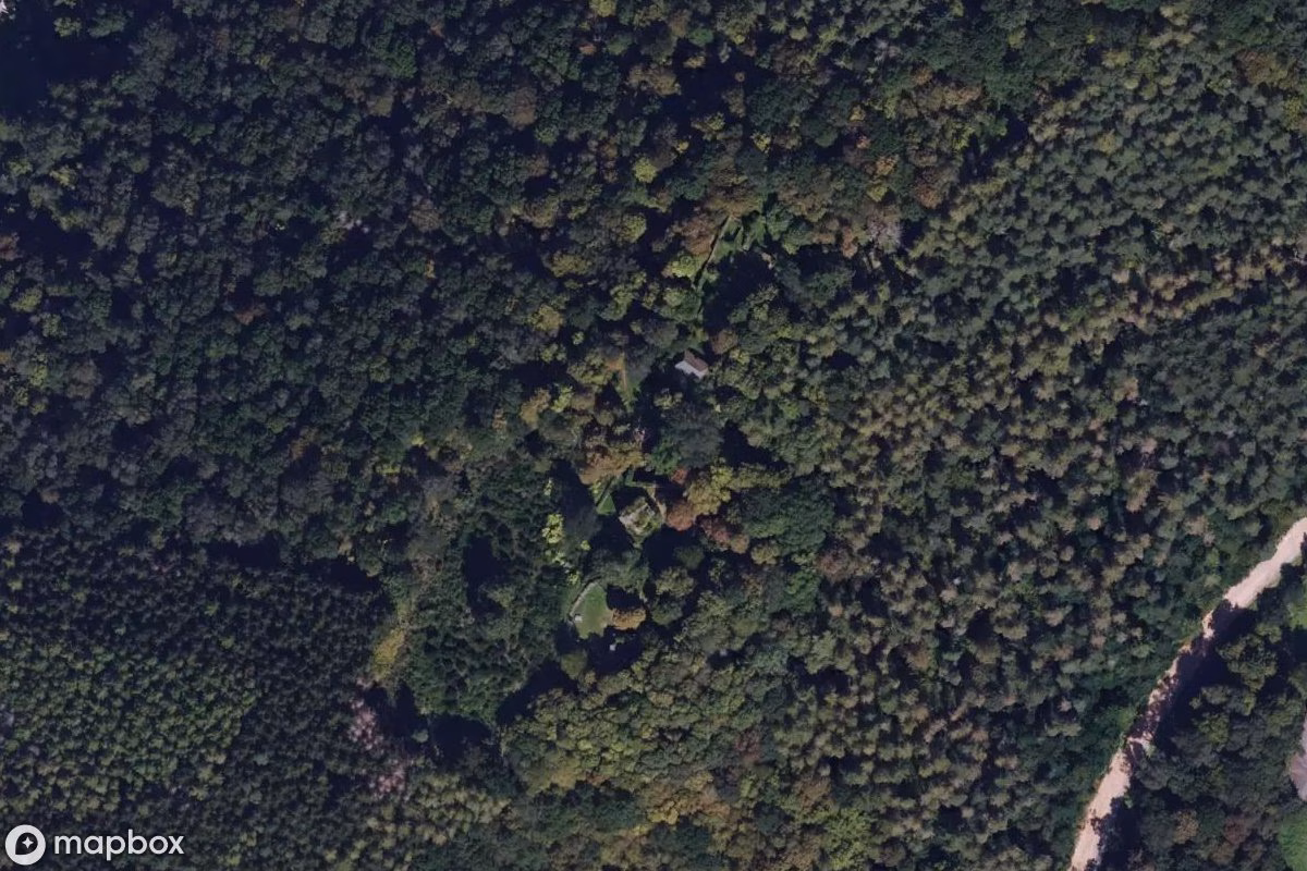 Aerial satellite view of Burg Eberbach, an abandoned  in Eberbach, Germany