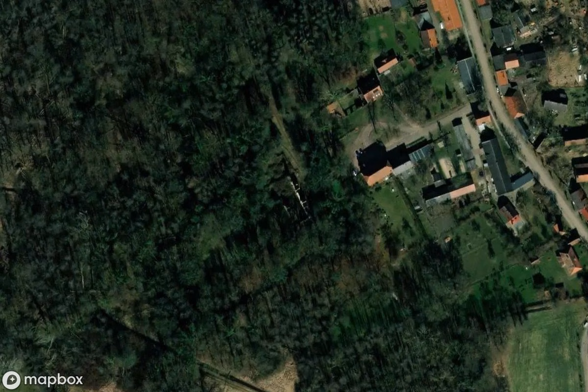 Aerial satellite view of Ruine Neues Schloss Tylsen, an abandoned Castle in Salzwedel, Germany