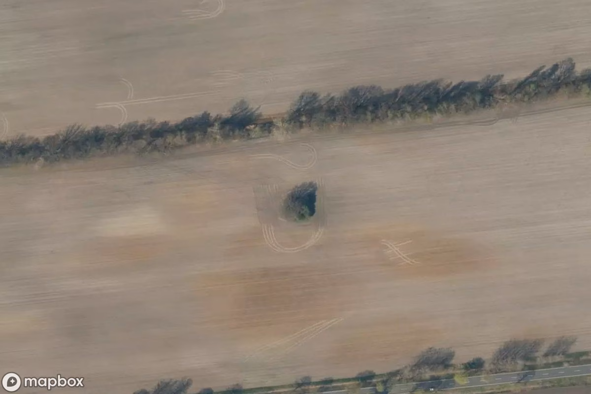 Satellitbillede set fra luften af Flakstellung, et forladt Militært anlæg i Lauchhammer, Tyskland