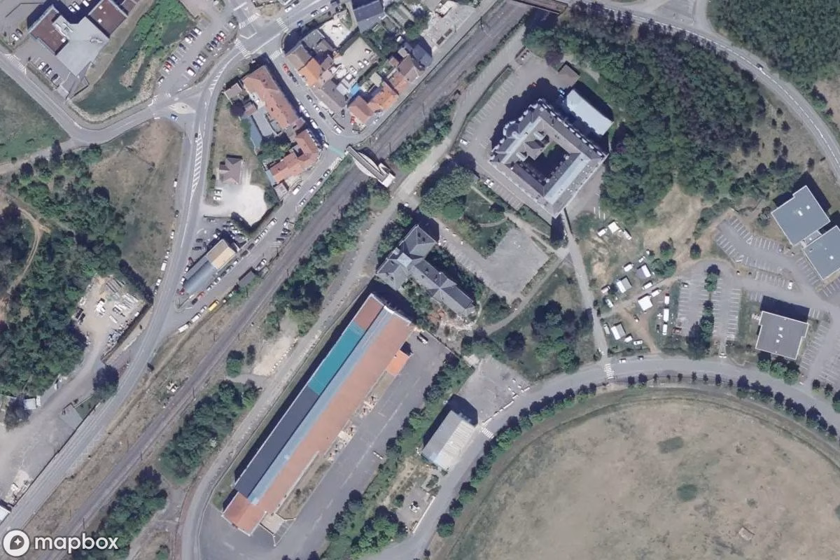 Aerial satellite view of Hotel Longlaville, an abandoned Hotel in Longlaville, France