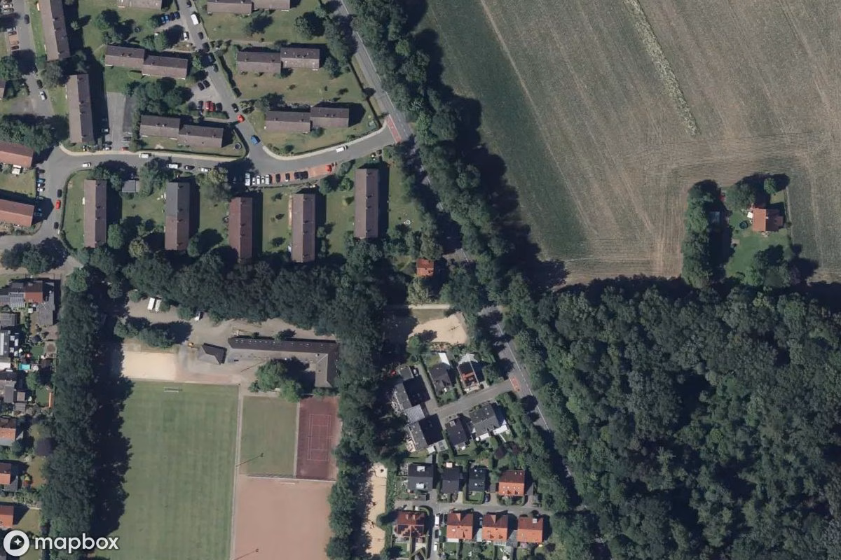 Aerial satellite view of 3 Häuser auf einem Grundstück, an abandoned Residence in Münster, Germany