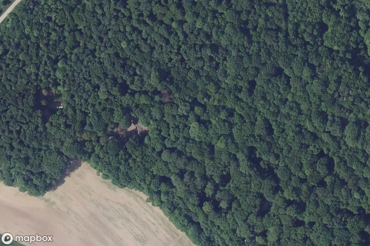 Satellitbillede set fra luften af Bunker, et forladt Bunker i Hestroff, Frankrig