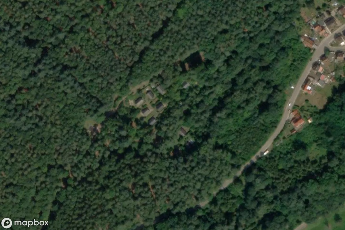 Satellitbild från luften av Kinderheim, en övergiven Sjukhus i Iggelbach, Tyskland