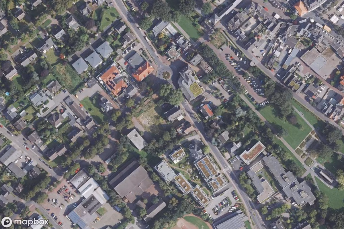 Aerial satellite view of Postamt, an abandoned in Xanten, Germany