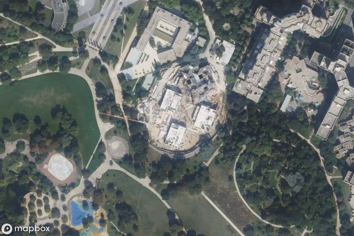 Aerial satellite view of Lost Place, an abandoned  in Nanterre, France