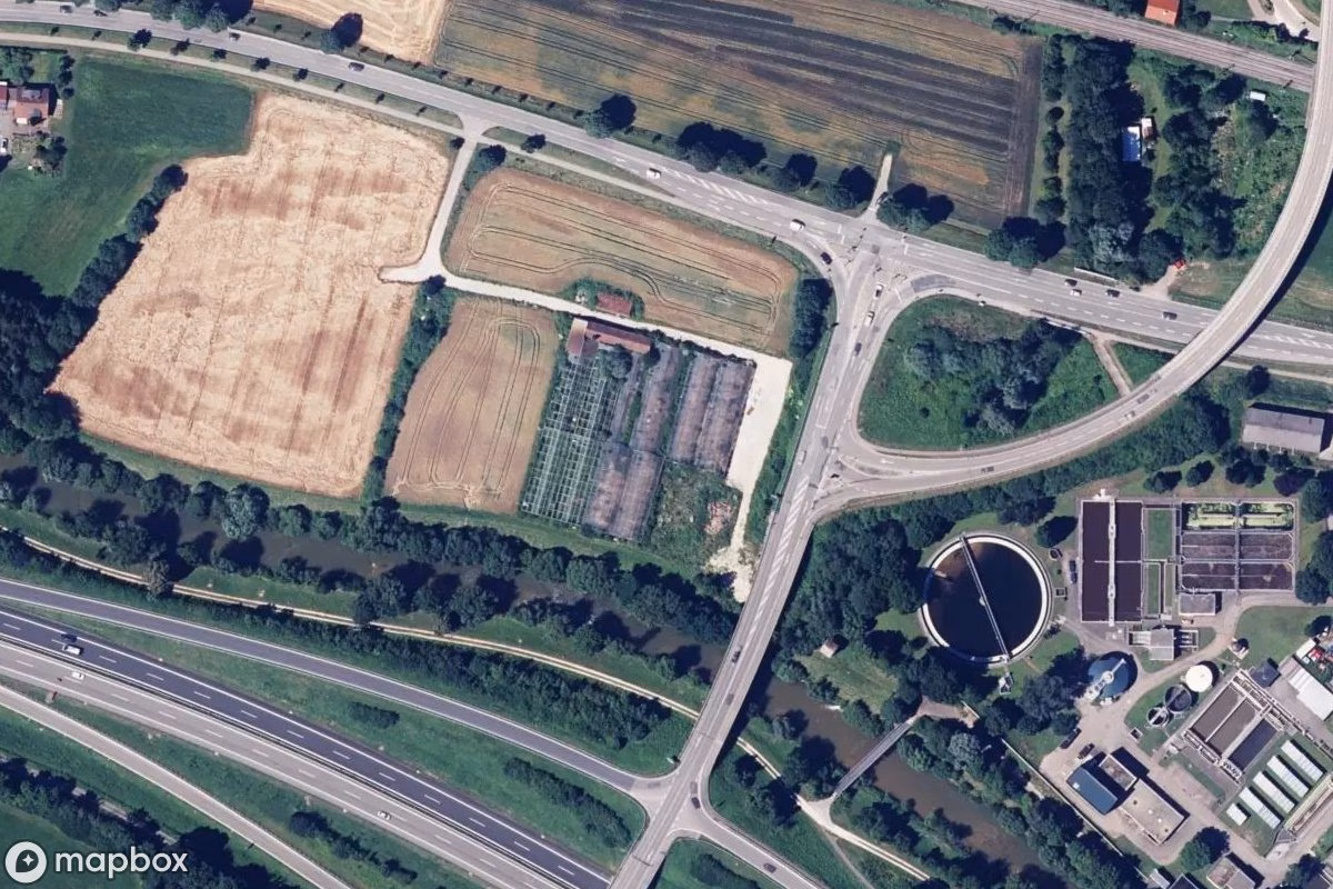 Aerial satellite view of Gärtnerei, an abandoned Farm in Uhingen, Germany