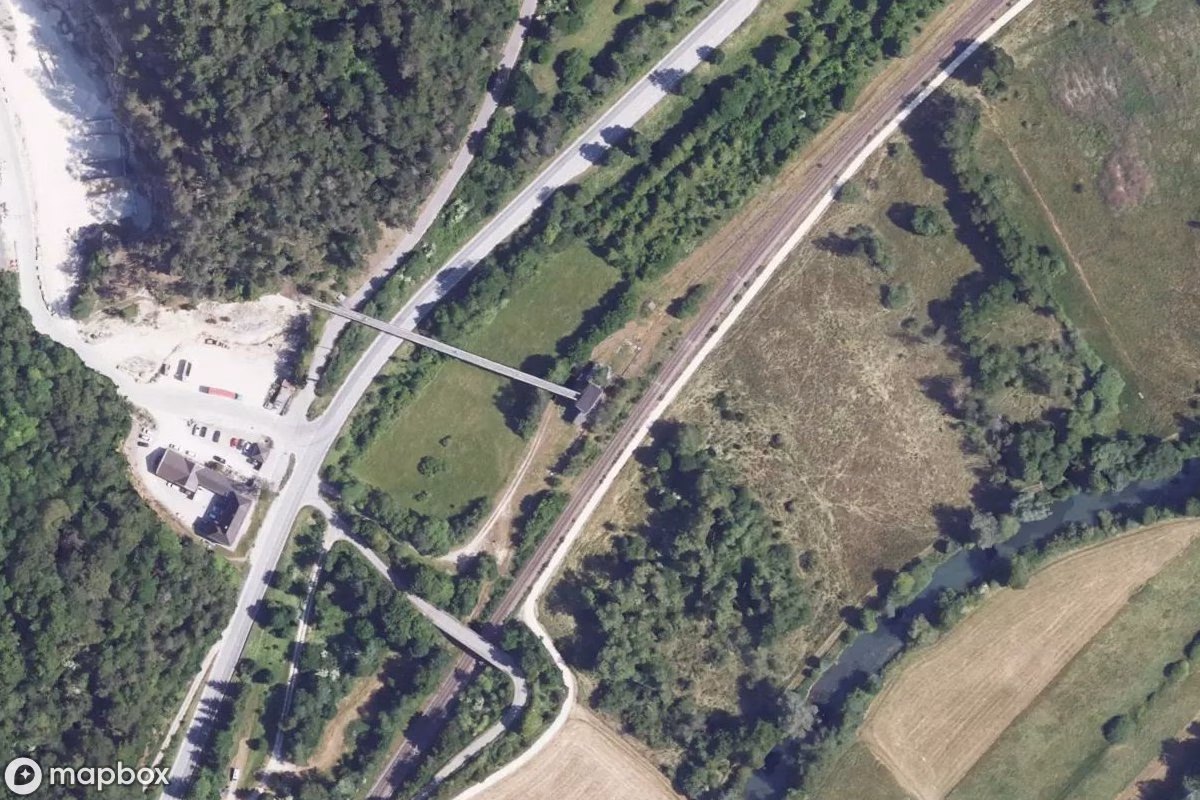 Satelitarny widok z lotu ptaka Verladeturm, opuszczone Wieża w Blaustein, Niemcy