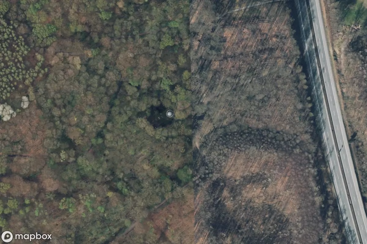 Aerial satellite view of Alter Friedhof im Wald, an abandoned Cemetery in Dortmund, Germany