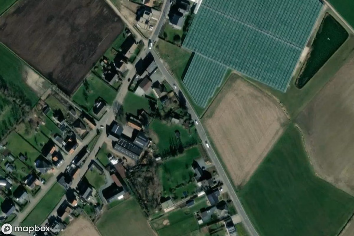 Aerial satellite view of Hof, an abandoned Farm in Oppuurs, Belgium