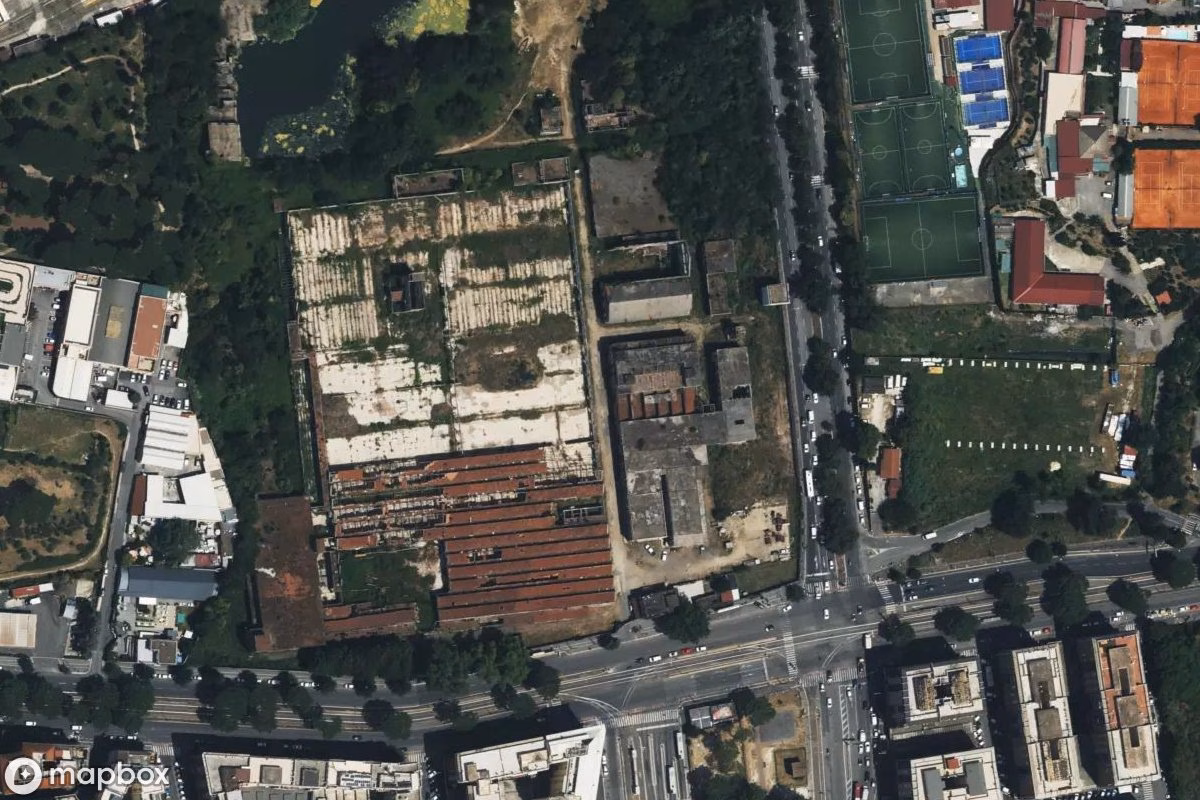 Satellitenansicht von Fabrik SIA, eine verlassene Fabrik in Rome, Italien