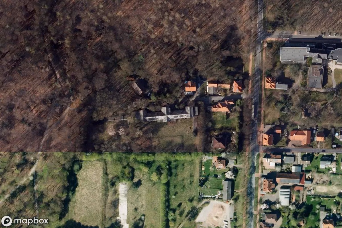 Aerial satellite view of Heim, an abandoned Hospital in Bad Rehburg, Germany