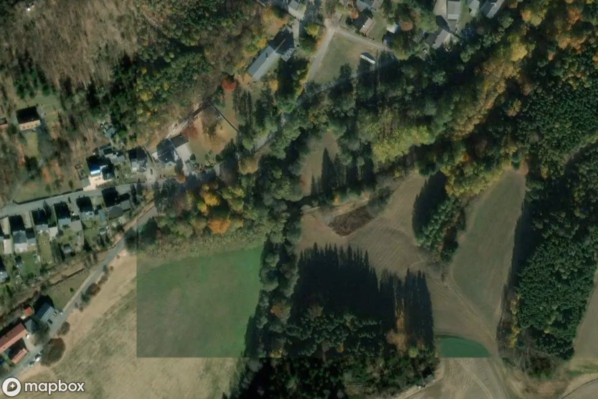 Aerial satellite view of Bahnbrücke, an abandoned Bridge in Naila, Germany