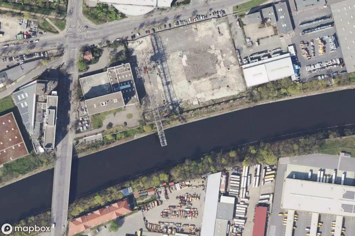 Aerial satellite view of Luftschutzstollen, an abandoned Mine in Berlin, Germany