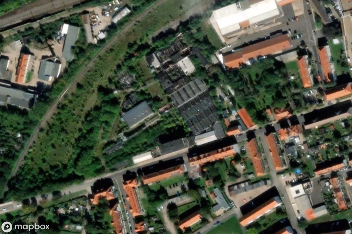 Satellitbillede set fra luften af Raw, et forladt Industri i Gotha, Tyskland