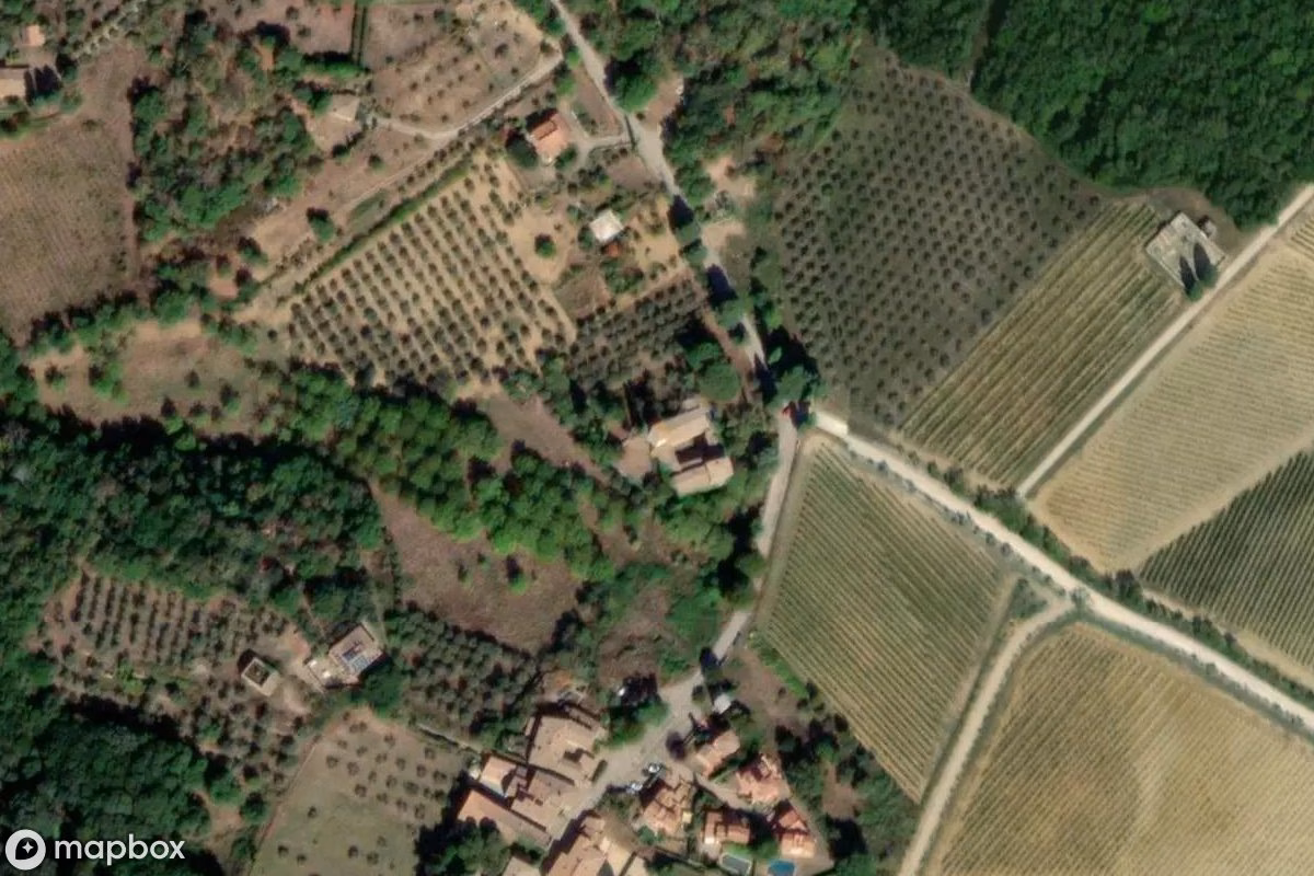 Aerial satellite view of Pieve di Pievasciata, an abandoned  in Castelnuovo Berardenga, Italy