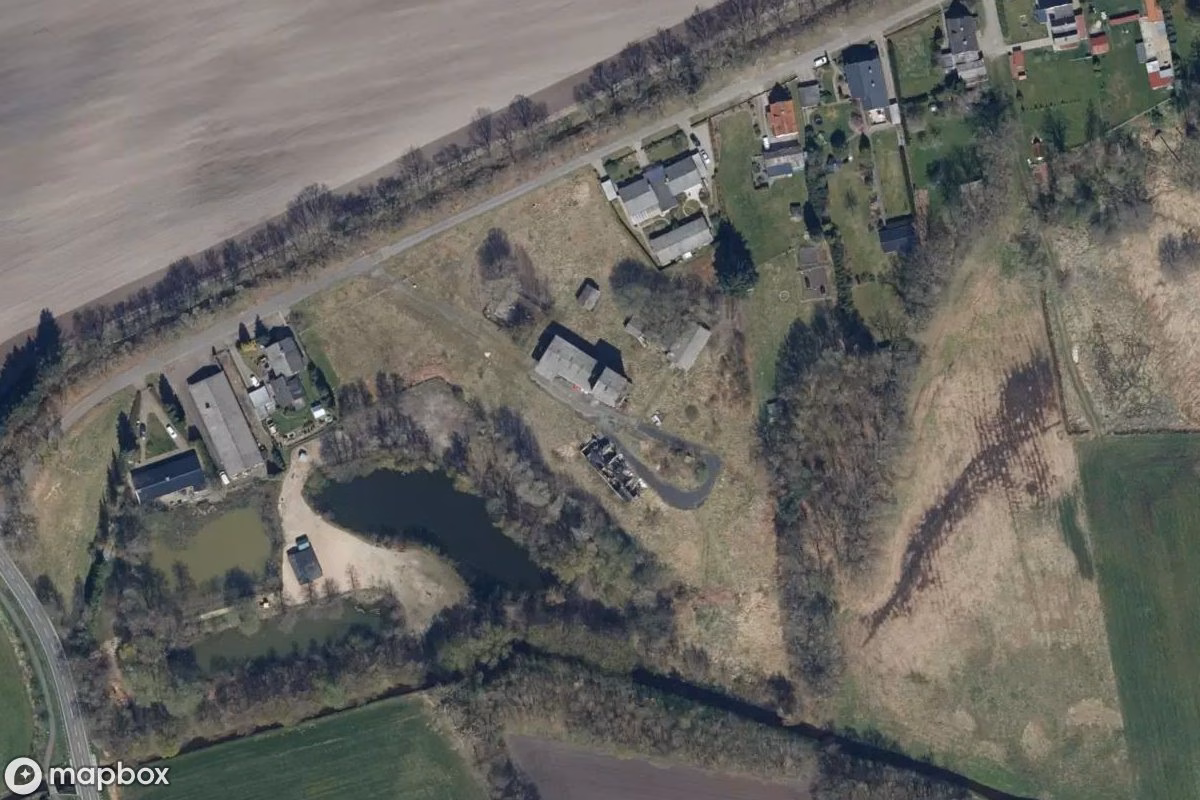 Satelitní letecký pohled na Fabrik, opuštěné Továrna v Tiste, Německo