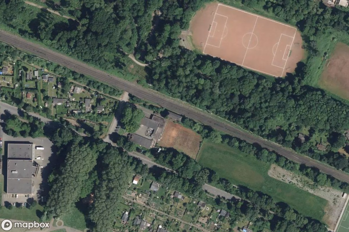 Vue aérienne satellite de Altes Stellwerk, un Usine abandonné à Duisburg, Allemagne