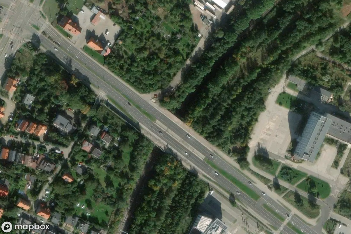 Aerial satellite view of Wałbrzych - Złoty Pociąg, an abandoned  in Wałbrzych, Poland