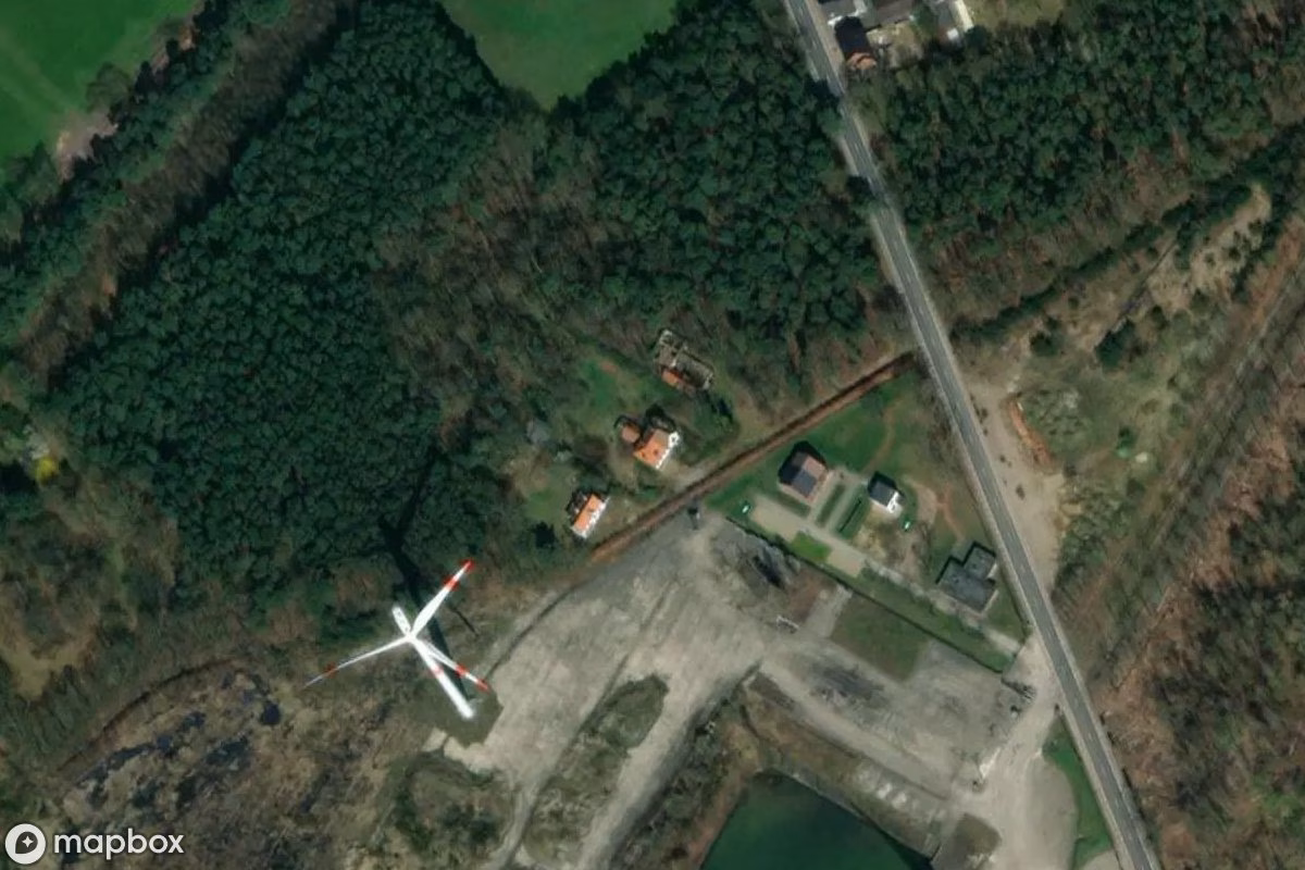 Aerial satellite view of Lost Place, an abandoned  in Beringen, Belgium