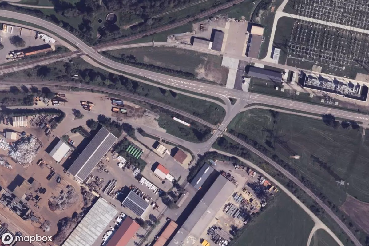 Satellitbild från luften av Der Unfall-Zug, en övergiven  i Herbertingen, Tyskland