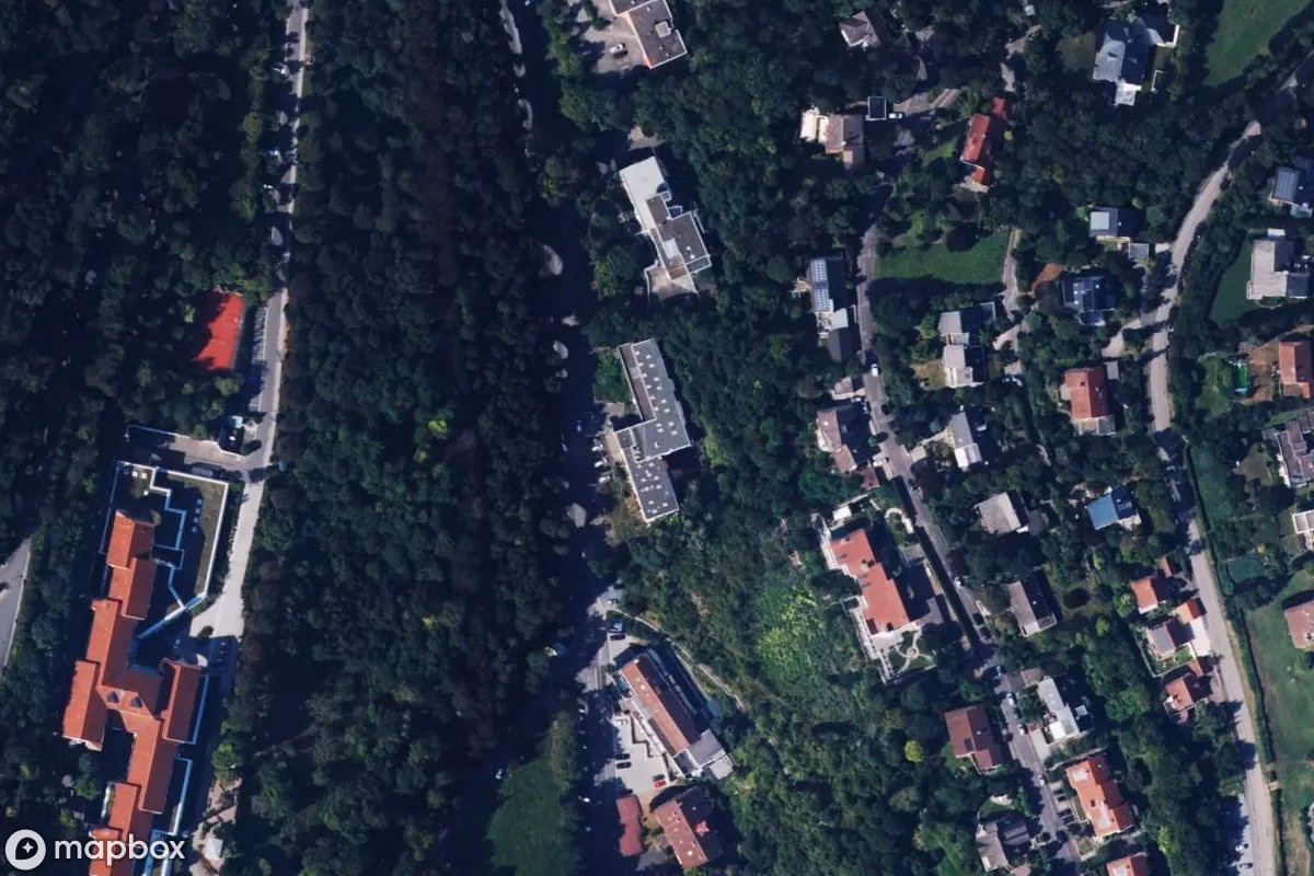 Satelitní letecký pohled na Wohnblock, opuštěné Obytný dům v Bad Mergentheim, Německo