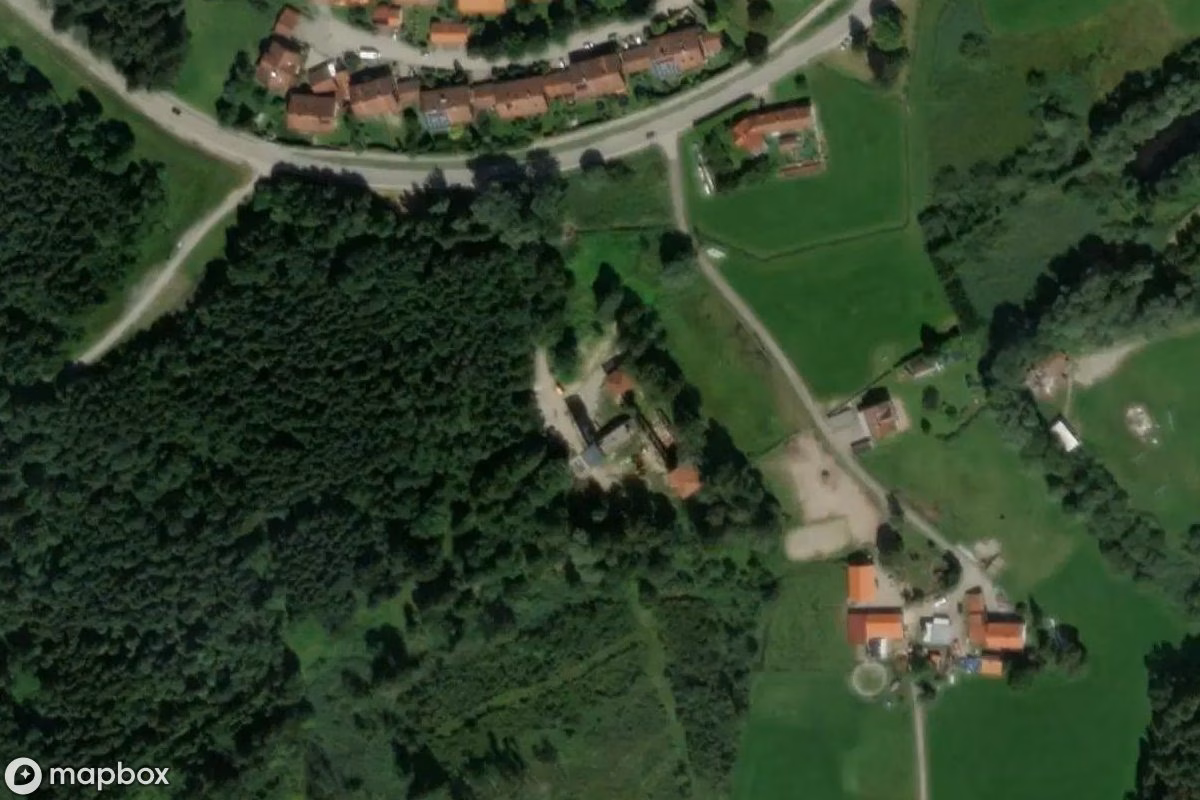 Aerial satellite view of Pumpwerk, an abandoned Factory in Penzberg, Germany