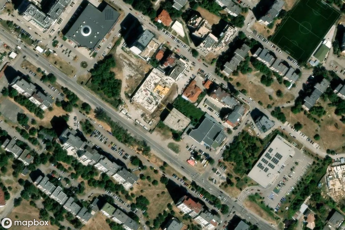Aerial satellite view of Parkhaus, an abandoned  in Sofia, Bulgaria