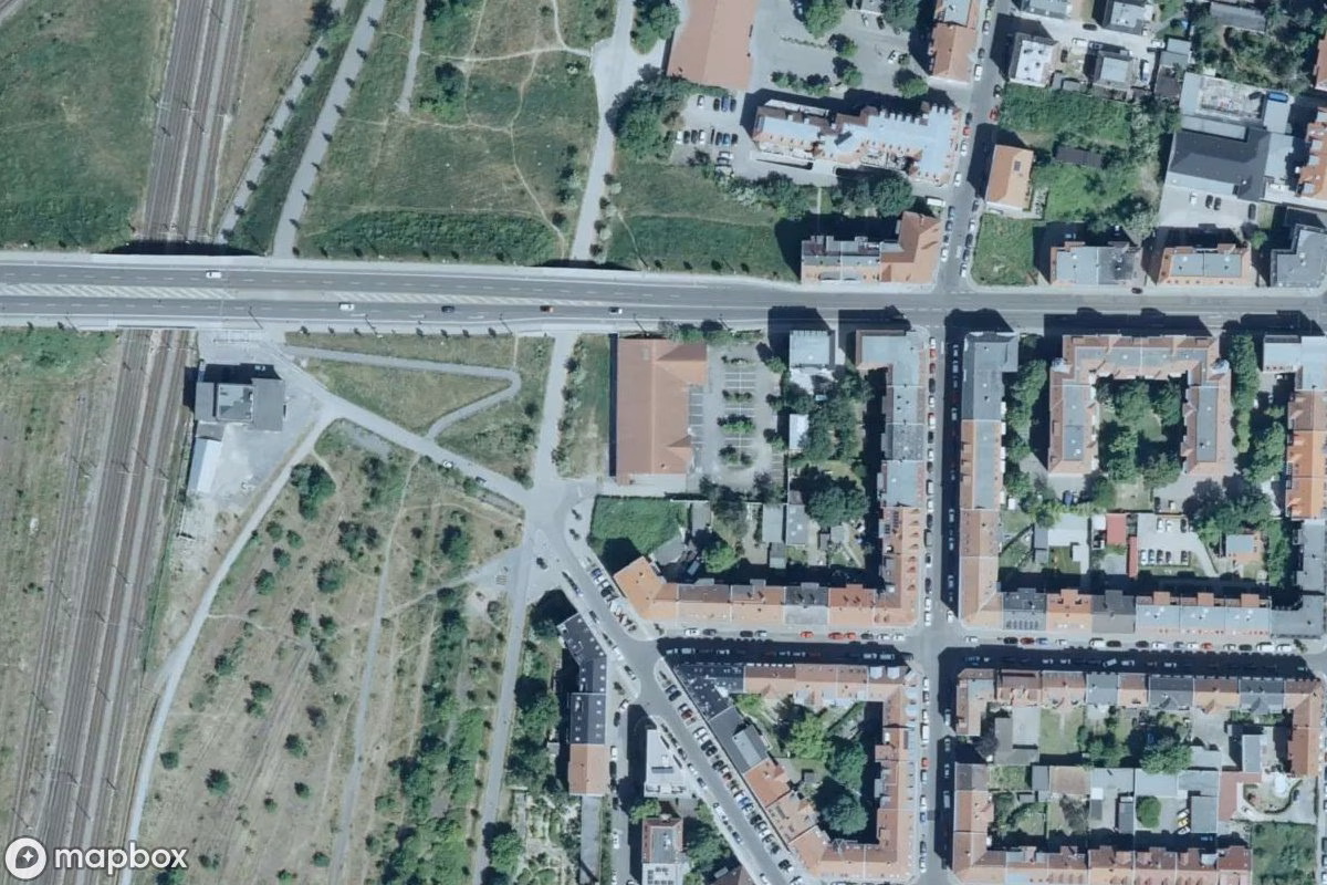 Aerial satellite view of Supermarkt, an abandoned  in Leipzig, Germany