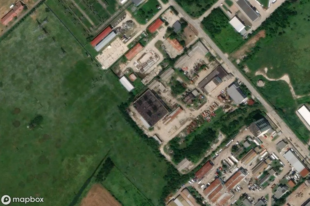Aerial satellite view of Fabrik, an abandoned Factory in Timișoara, Romania