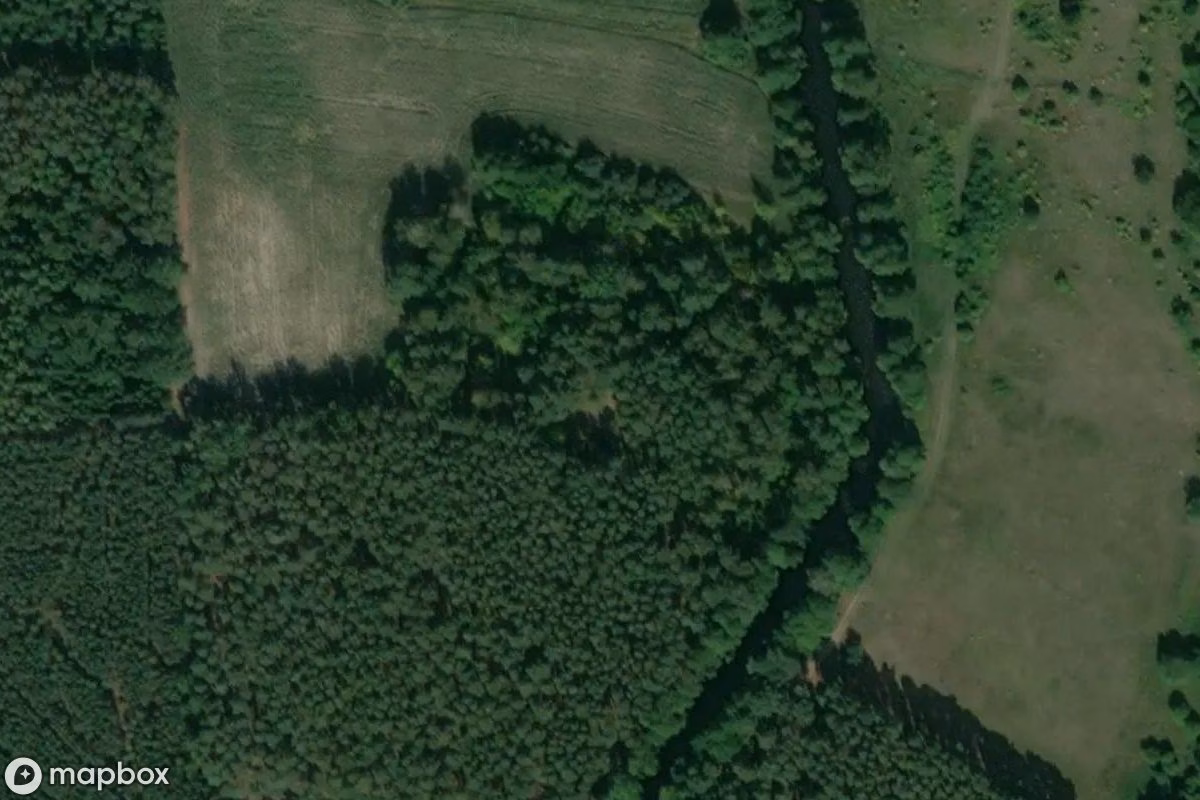 Aerial satellite view of Bunker, an abandoned Bunker in Bródki, Poland