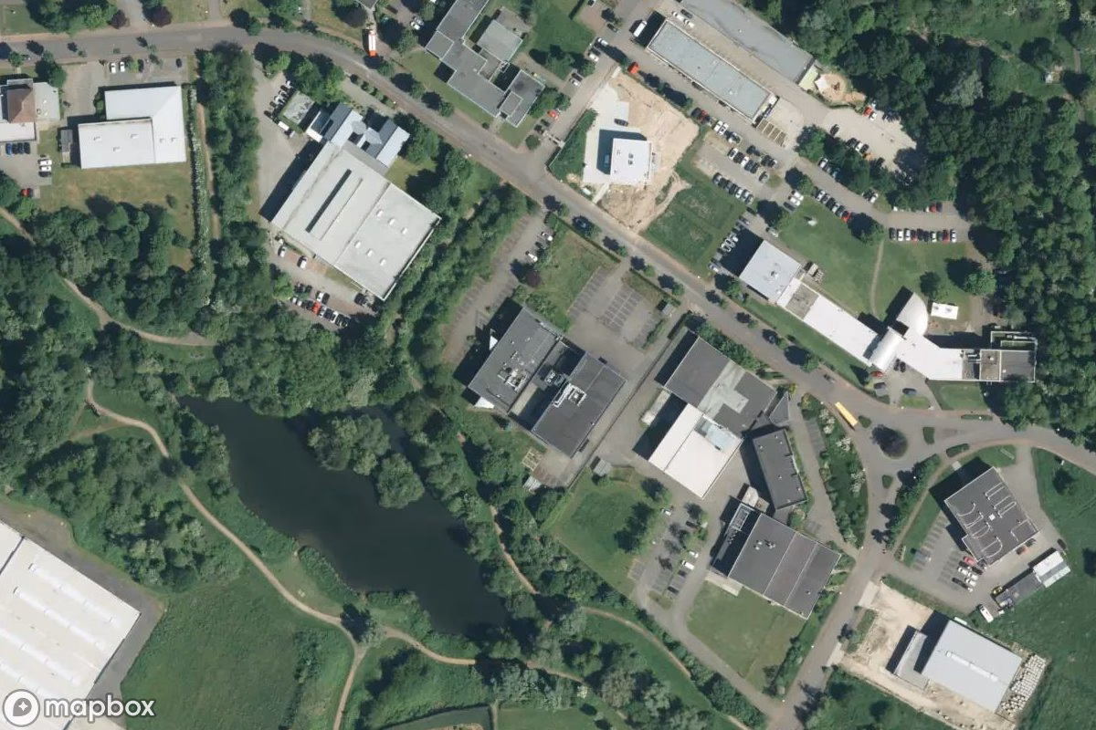 Satellittbilde fra luften av Firmengebäude, et forlatt  i Kamp-Lintfort, Tyskland