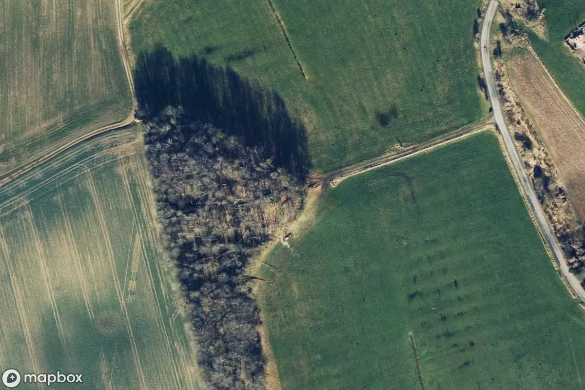 Satelitní letecký pohled na Ruinen, opuštěné Zřícenina v Groß Nordsee, Německo