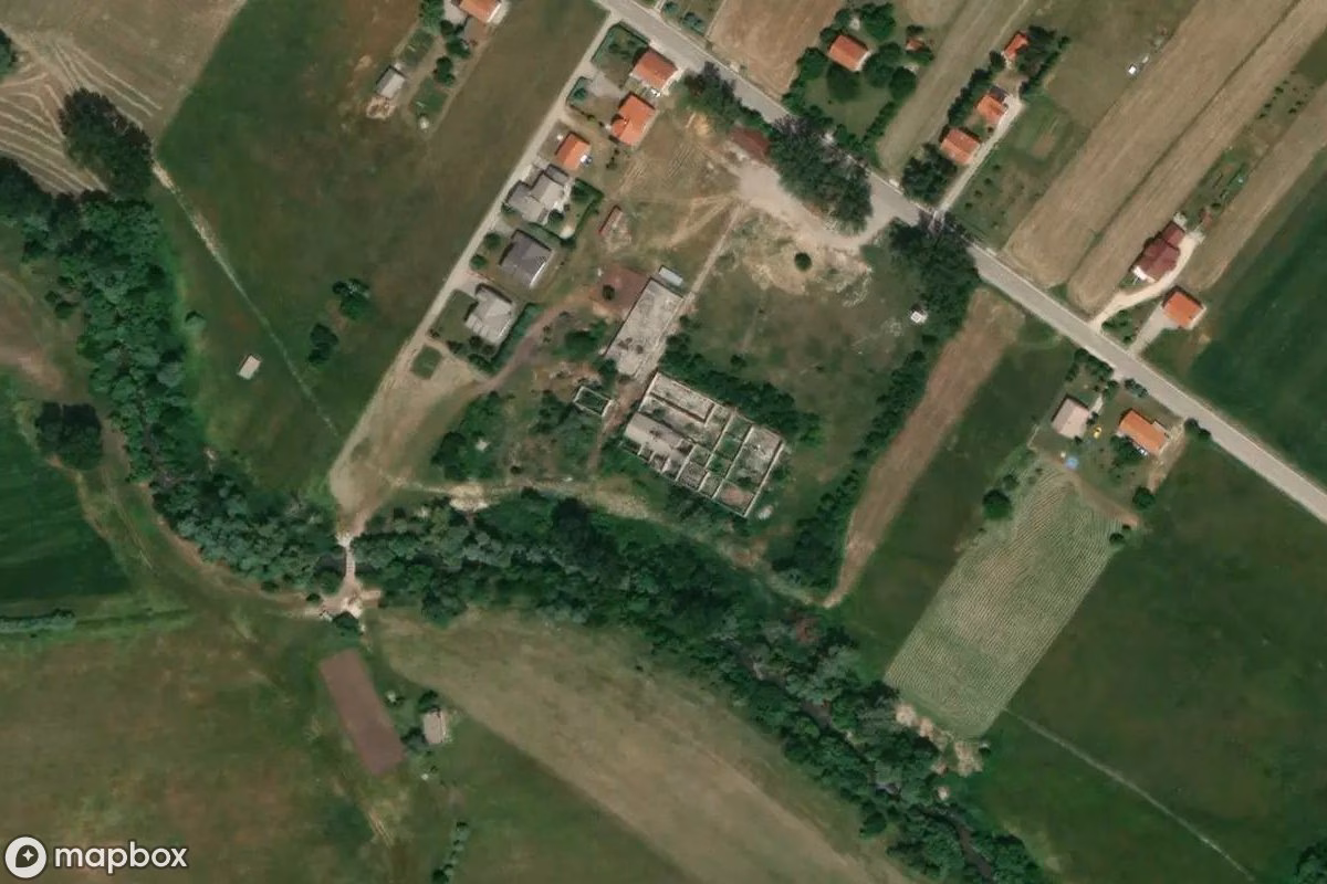 Aerial satellite view of Lost Place, an abandoned  in Livno, Bosnia and Herzegovina
