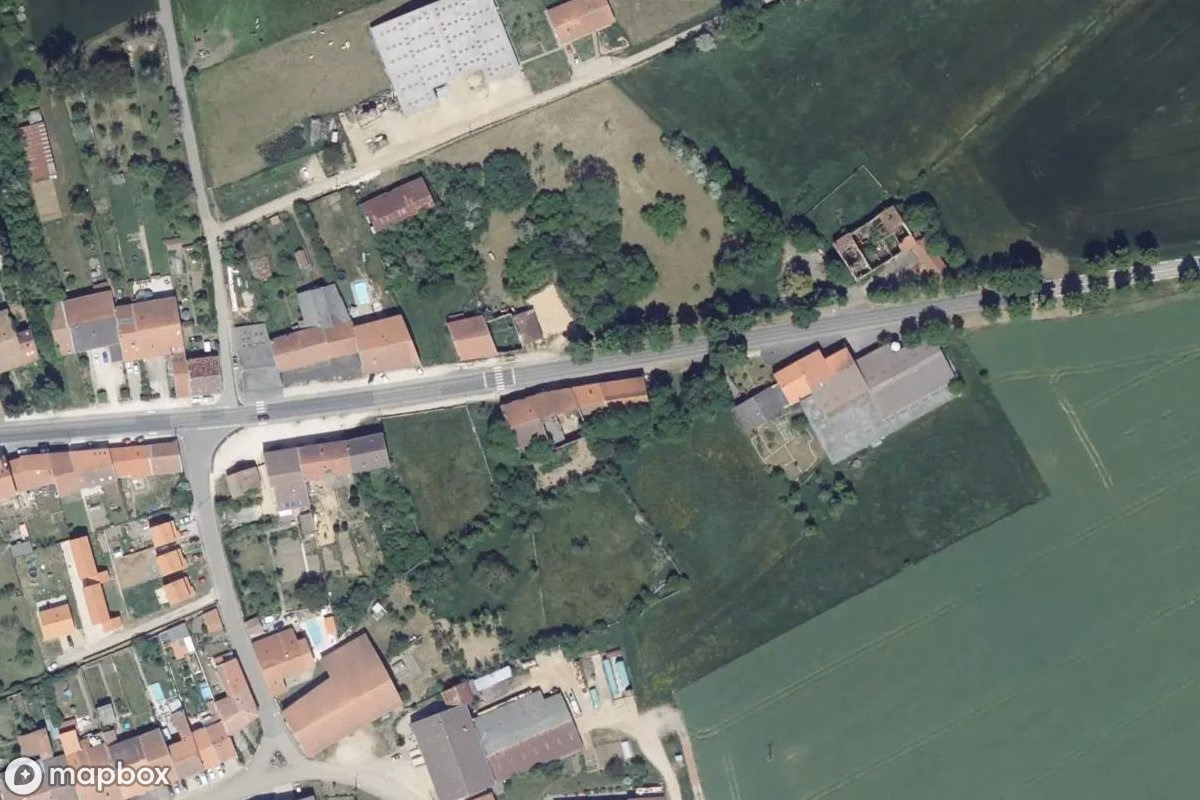 Aerial satellite view of Batisse Raison Vion, an abandoned Factory in Rezonville-Vionville, France