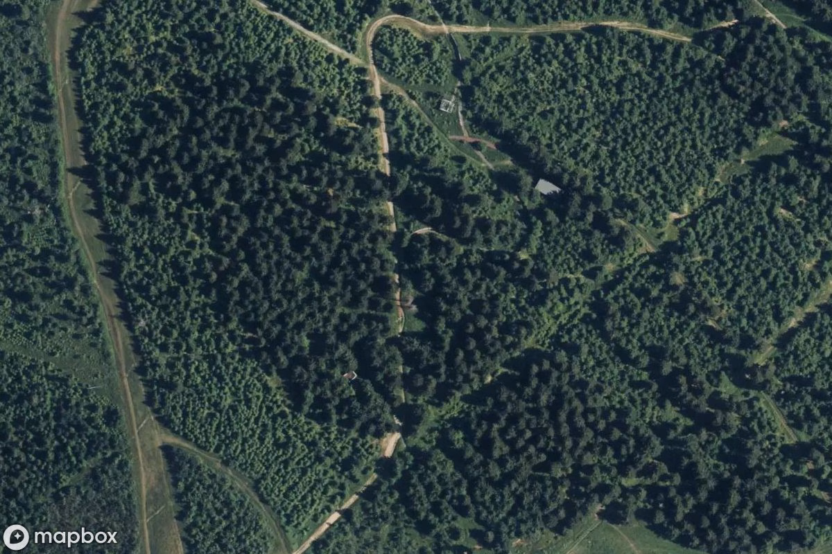 Vue aérienne satellite de Rennrodelbahn, un  abandonné à Oberwiesenthal, Allemagne