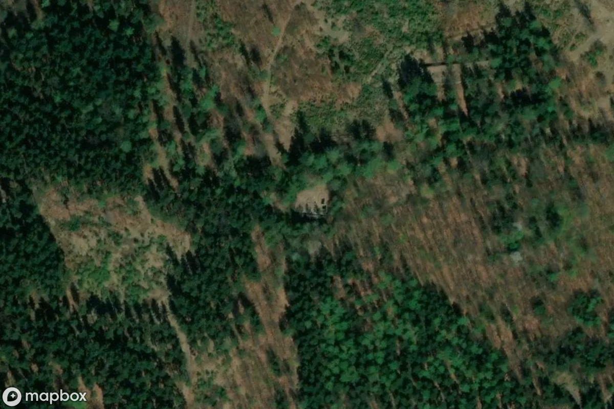 Aerial satellite view of Osówka-Kraftraum, an abandoned  in Sierpnica, Poland