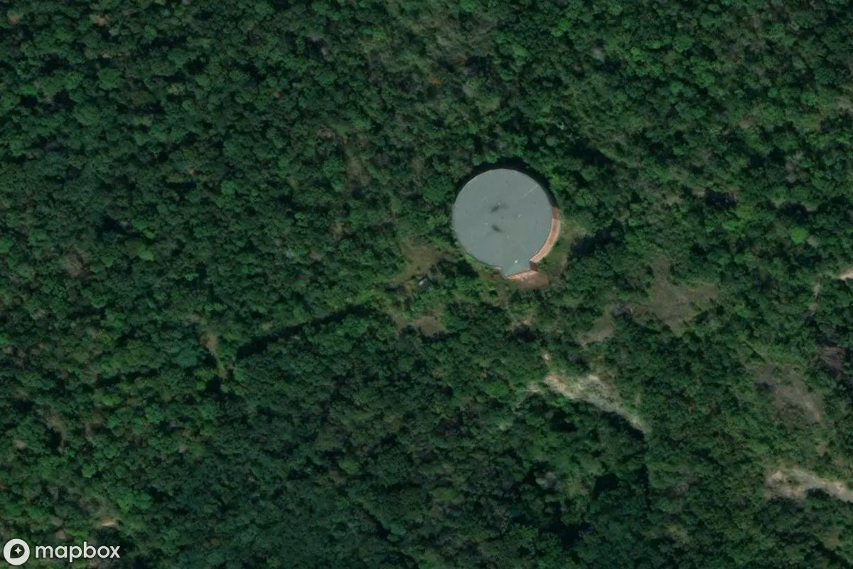 Aerial satellite view of Bunker, an abandoned Bunker in Muldenstein, Germany