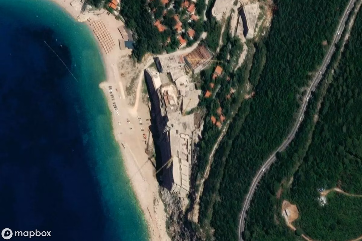 Aerial satellite view of Lost Place, an abandoned  in Perazića Do, Montenegro