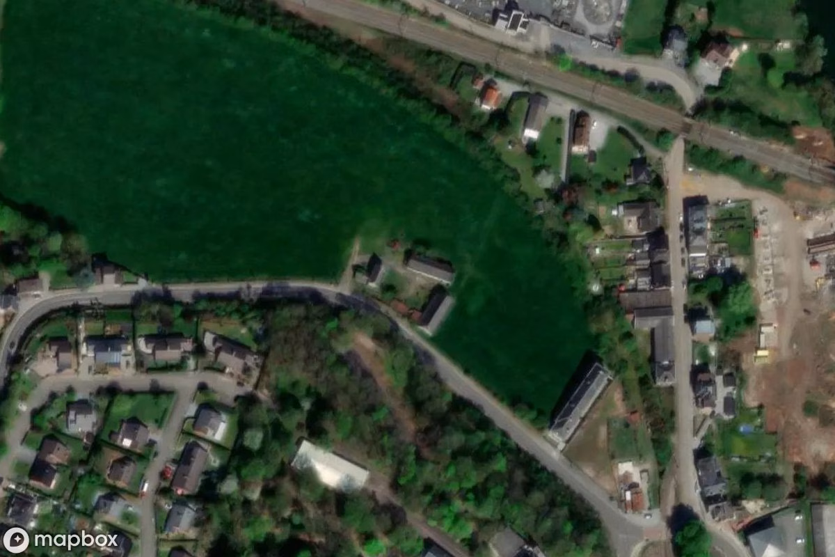 Aerial satellite view of Hof, an abandoned Farm in Thuin, Belgium