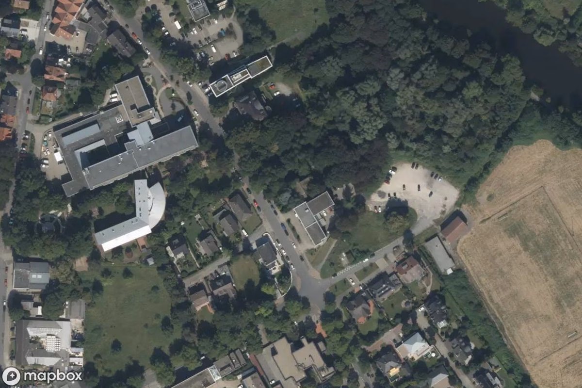 Vista aérea por satélite de Villa, un Residencia abandonado en Rheine, Alemania