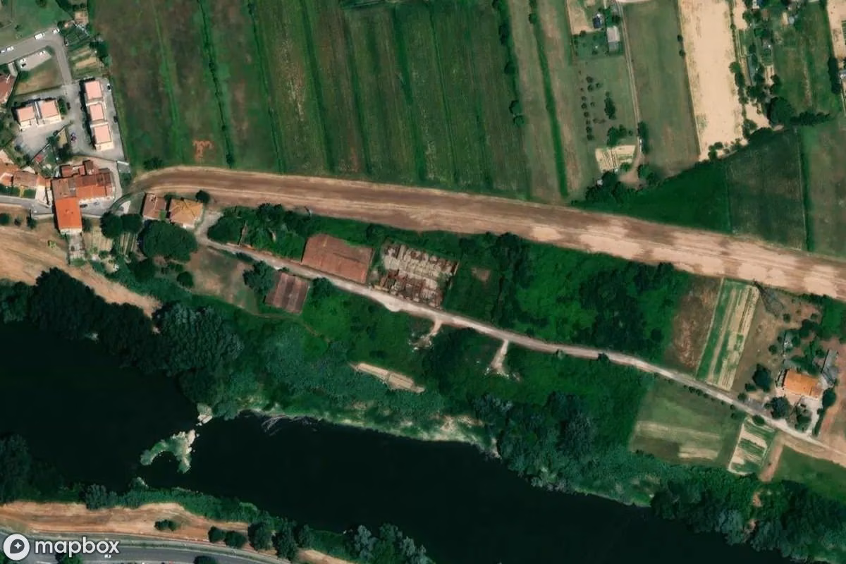 Aerial satellite view of Lost Place, an abandoned  in Castelfranco di Sotto, Italy