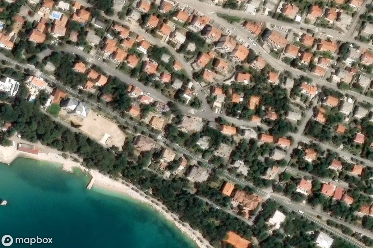 Aerial satellite view of Internat, an abandoned School in Novi Vinodolski, Croatia